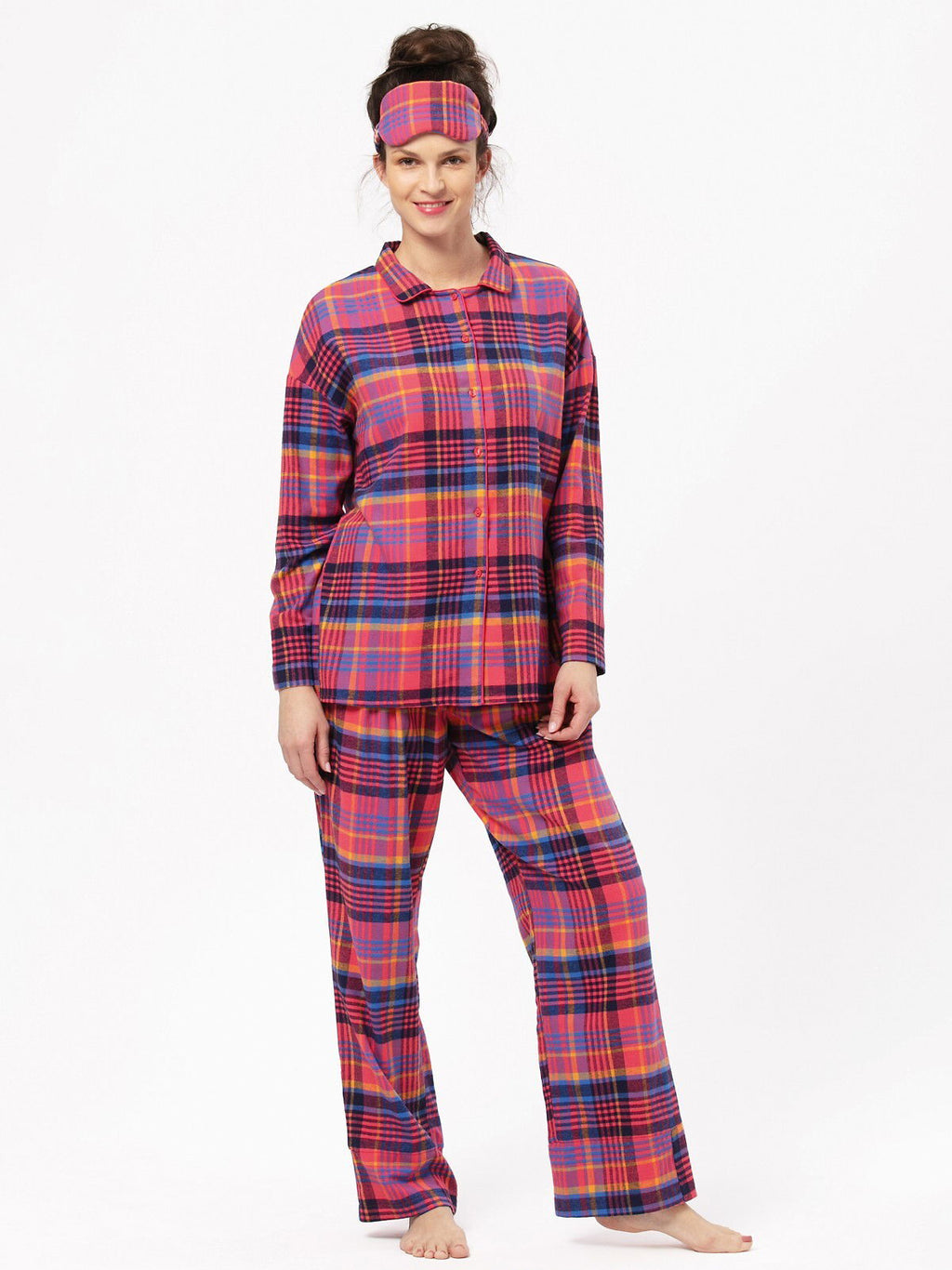 Pigiama donna in morbida flanella di cotone strawberry