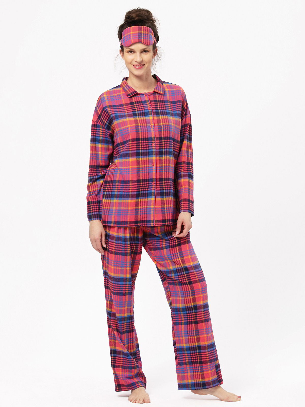 Pigiama donna in morbida flanella di cotone strawberry