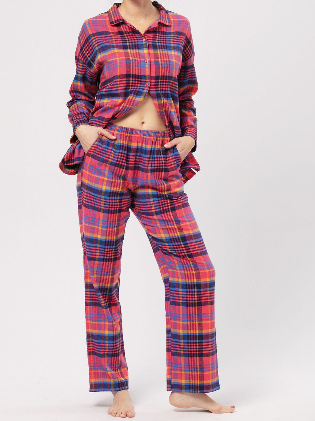 Pigiama donna in morbida flanella di cotone - strawberry