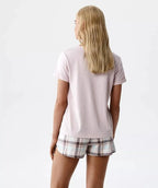 Pigiama da donna in modal e cotone con shorts a quadri