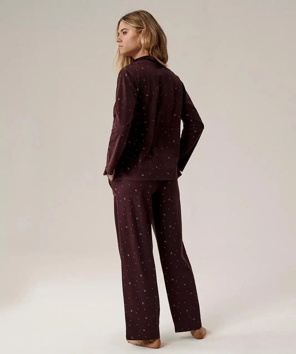 Pigiama da donna in puro cotone aperto con bottoni - nlp-503