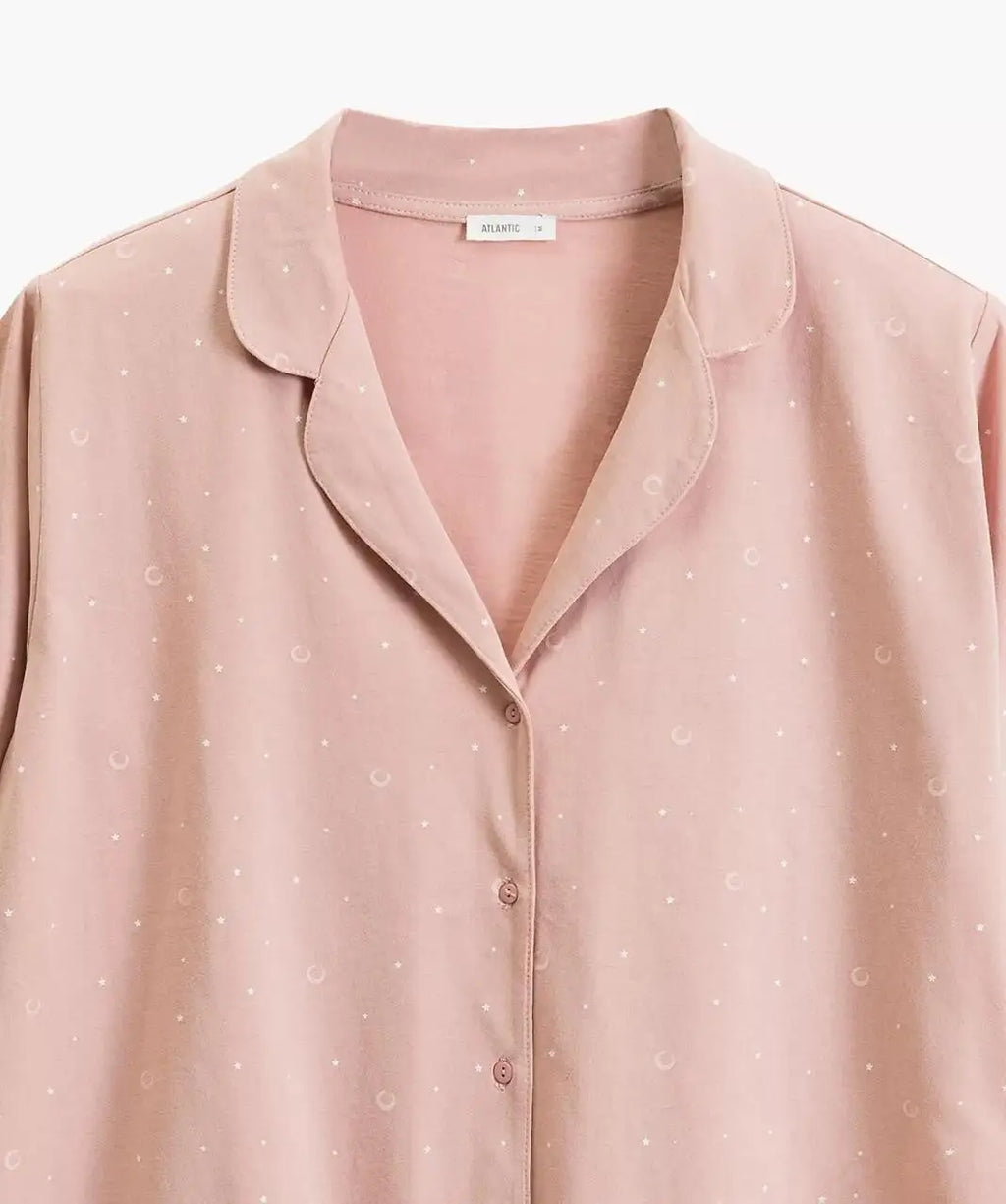 Pigiama da donna in puro cotone aperto con bottoni - nlp-503