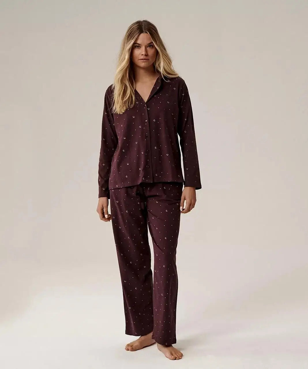 Pigiama da donna in puro cotone aperto con bottoni - nlp-503