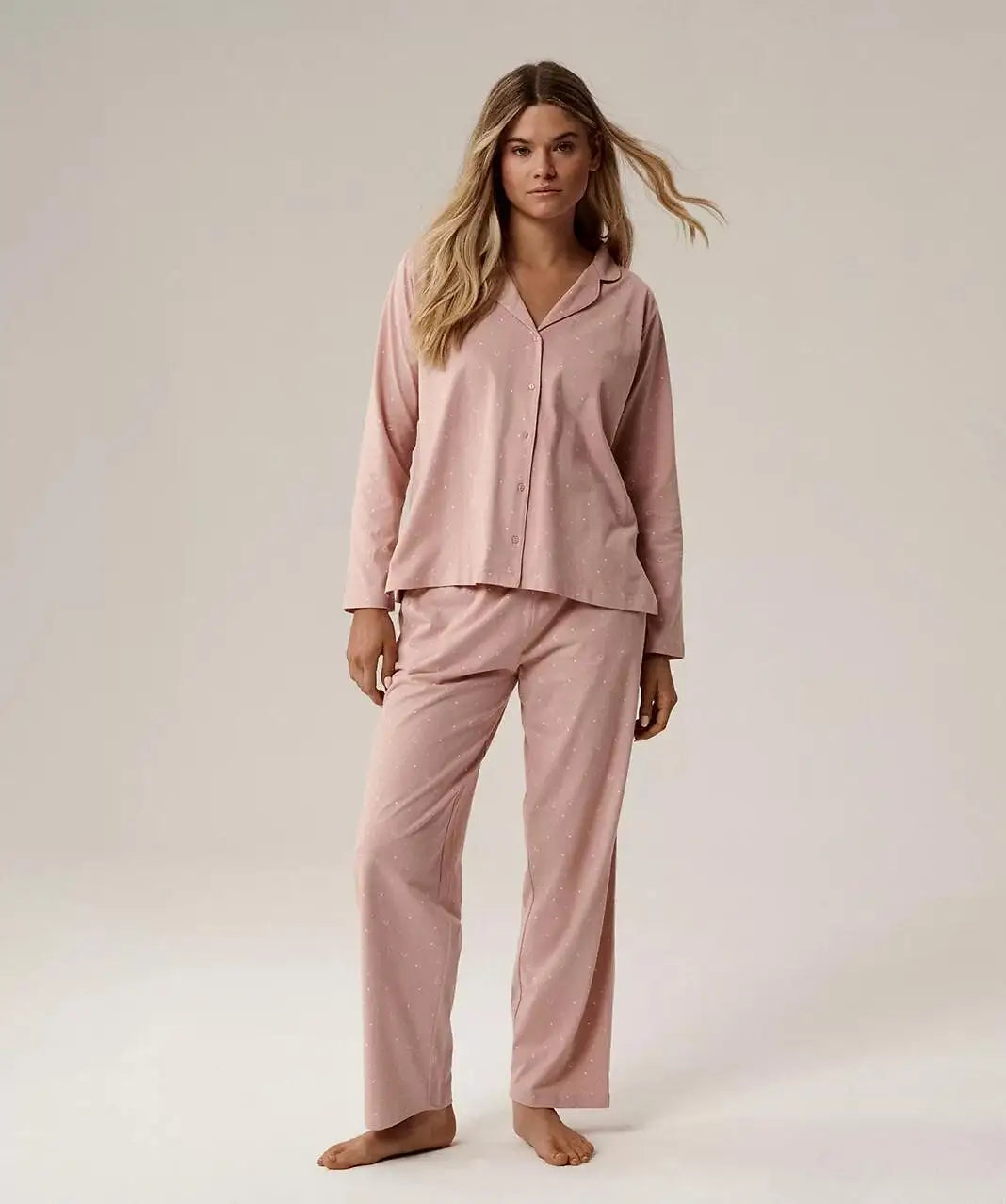 Pigiama da donna in puro cotone aperto con bottoni - nlp-503