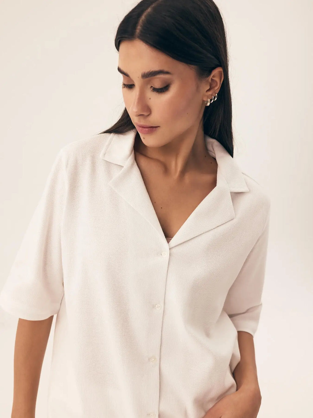 Pigiama da donna in puro cotone dalla texture a nido d’ape