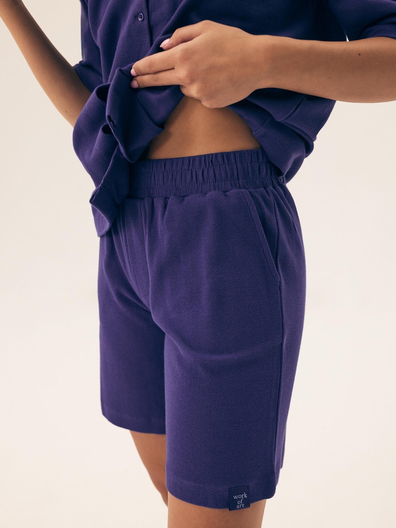 Pigiama da donna in puro cotone dalla texture a nido d’ape