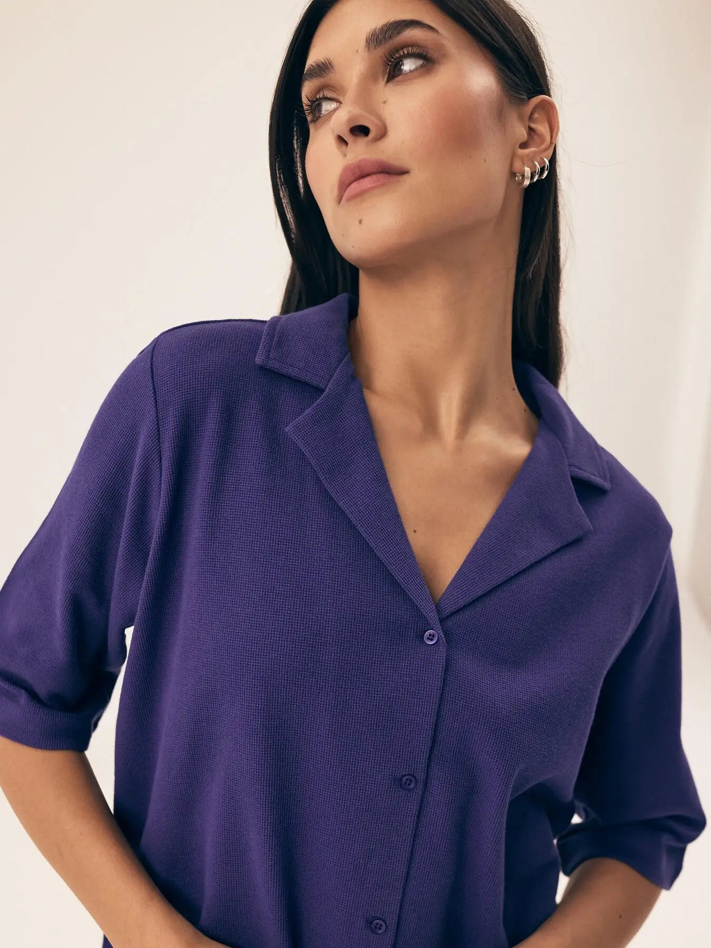 Pigiama da donna in puro cotone dalla texture a nido d’ape