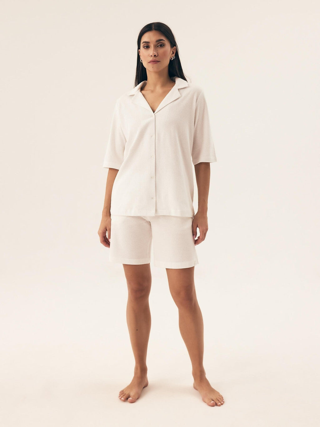 Pigiama da donna in puro cotone dalla texture a nido d’ape