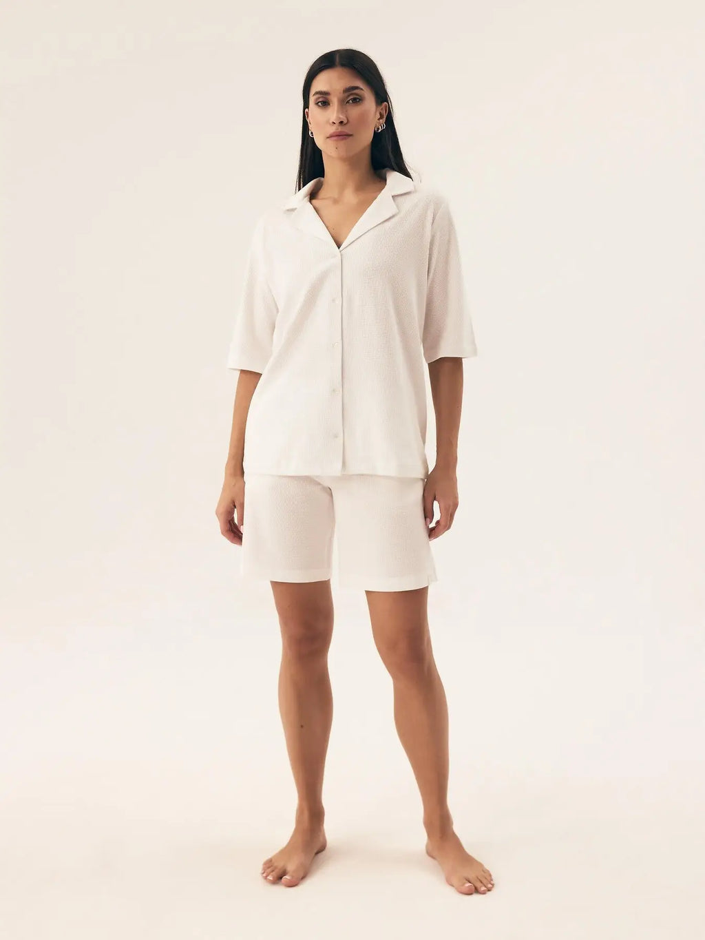 Pigiama da donna in puro cotone dalla texture a nido d’ape