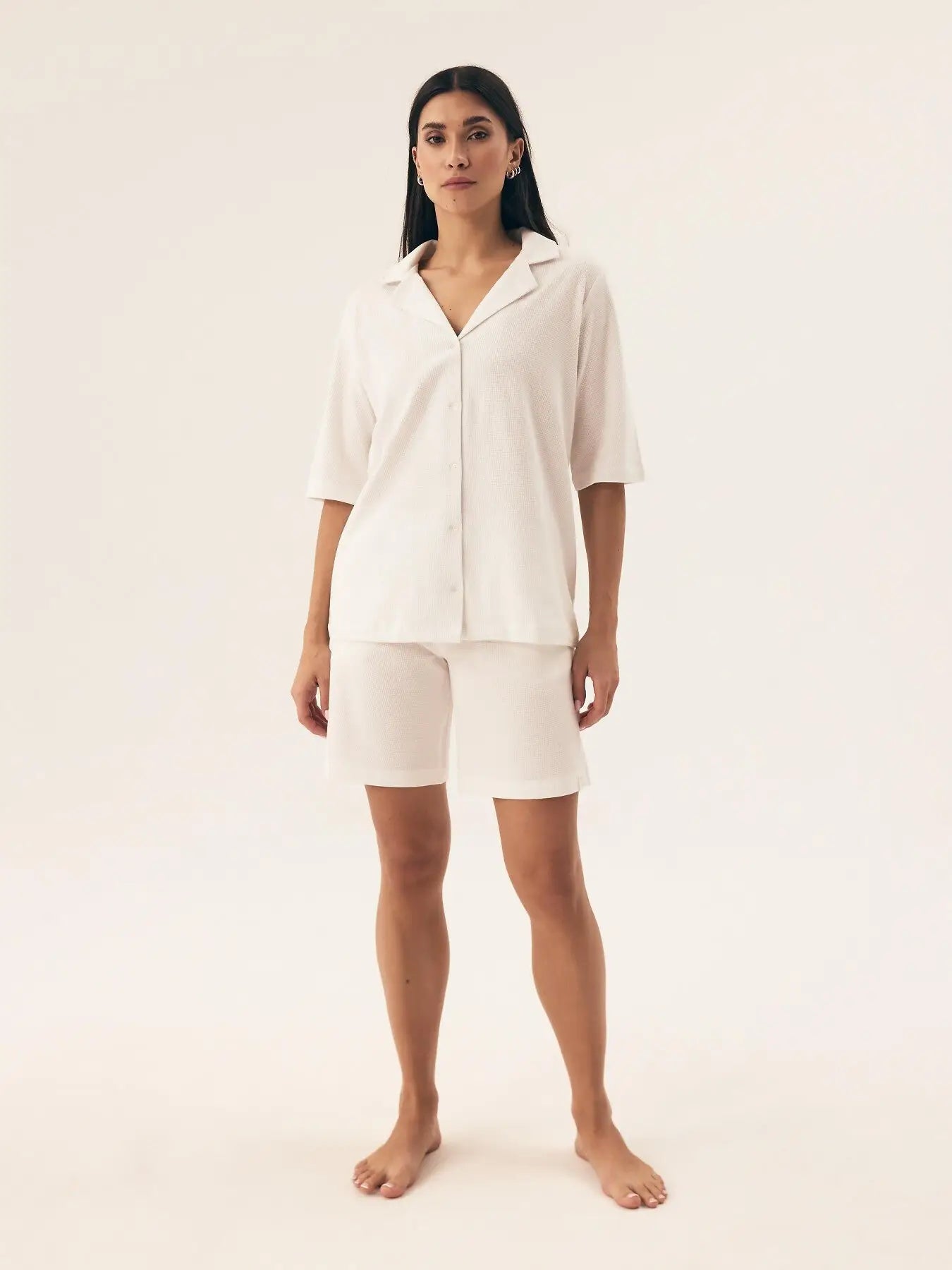 Pigiama da donna in puro cotone dalla texture a nido d’ape