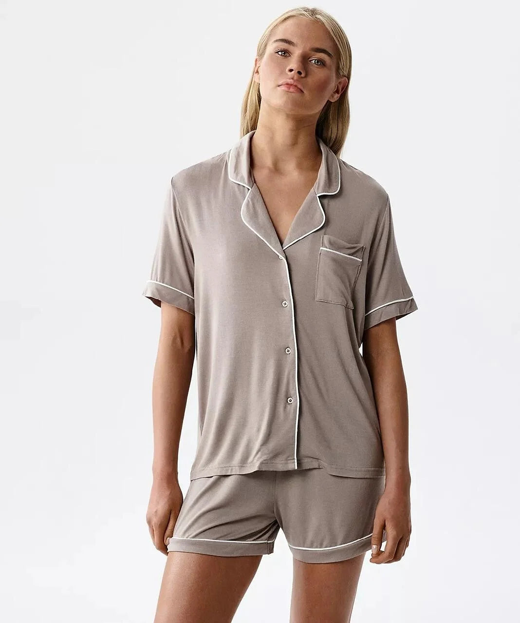 Pigiama da donna stile camicia in morbido modal (nlp-496)