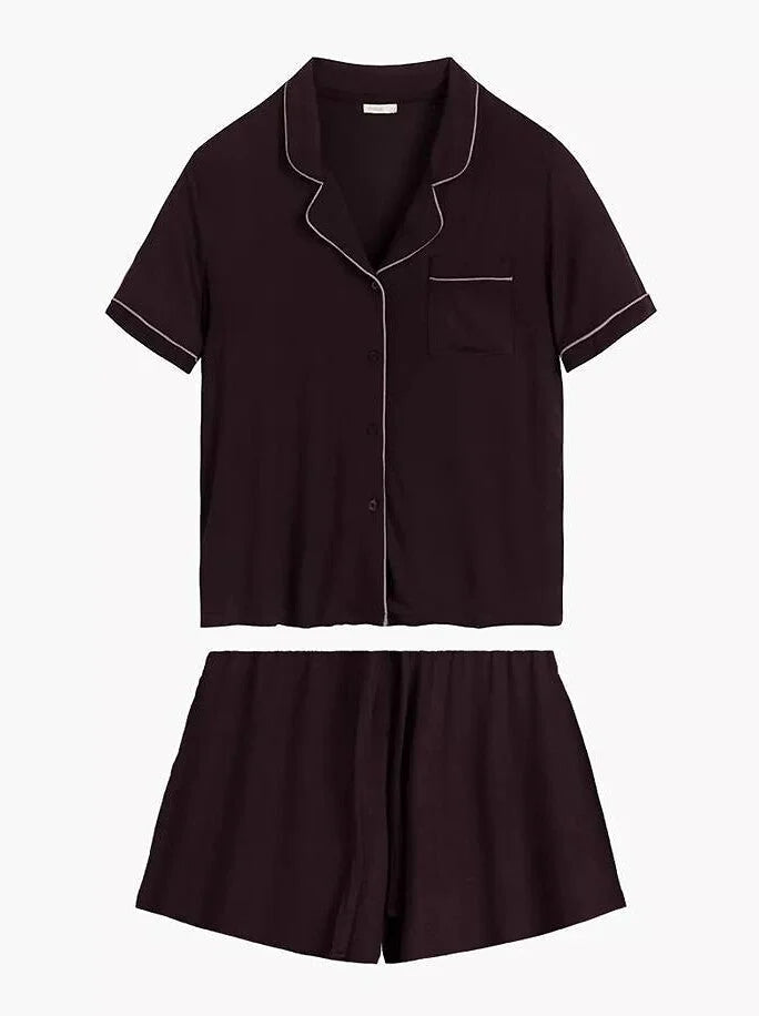 Pigiama da donna stile camicia in morbido modal (nlp-496)
