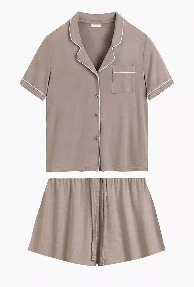 Pigiama da donna stile camicia in morbido modal (nlp-496)