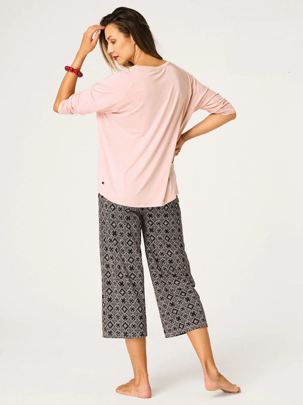 Pigiama donna in viscosa – maglia con stampa e pantaloni