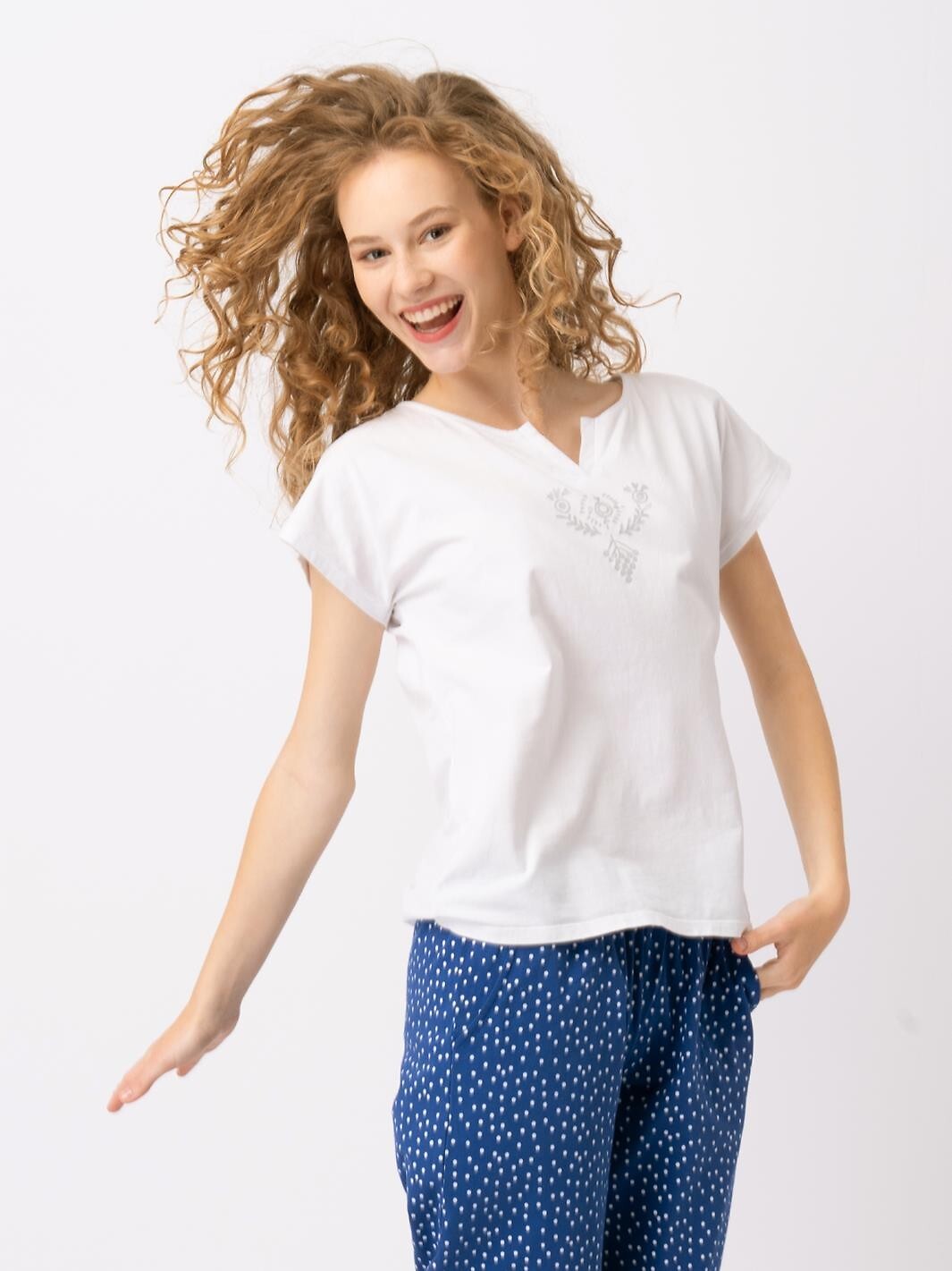 Pigiama estivo da donna in cotone elasticizzato - lns 623