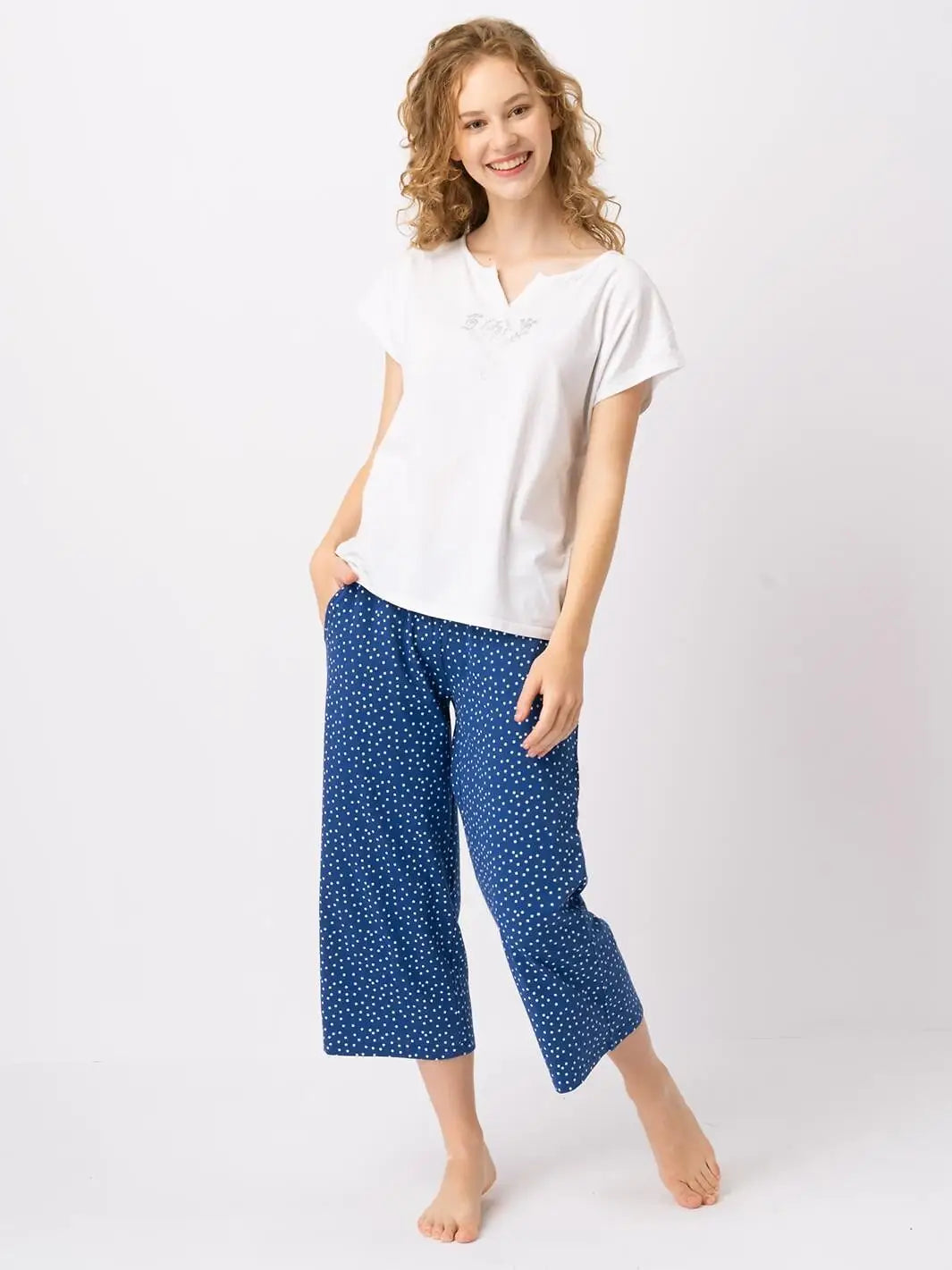 Pigiama estivo da donna in cotone elasticizzato | lns 623