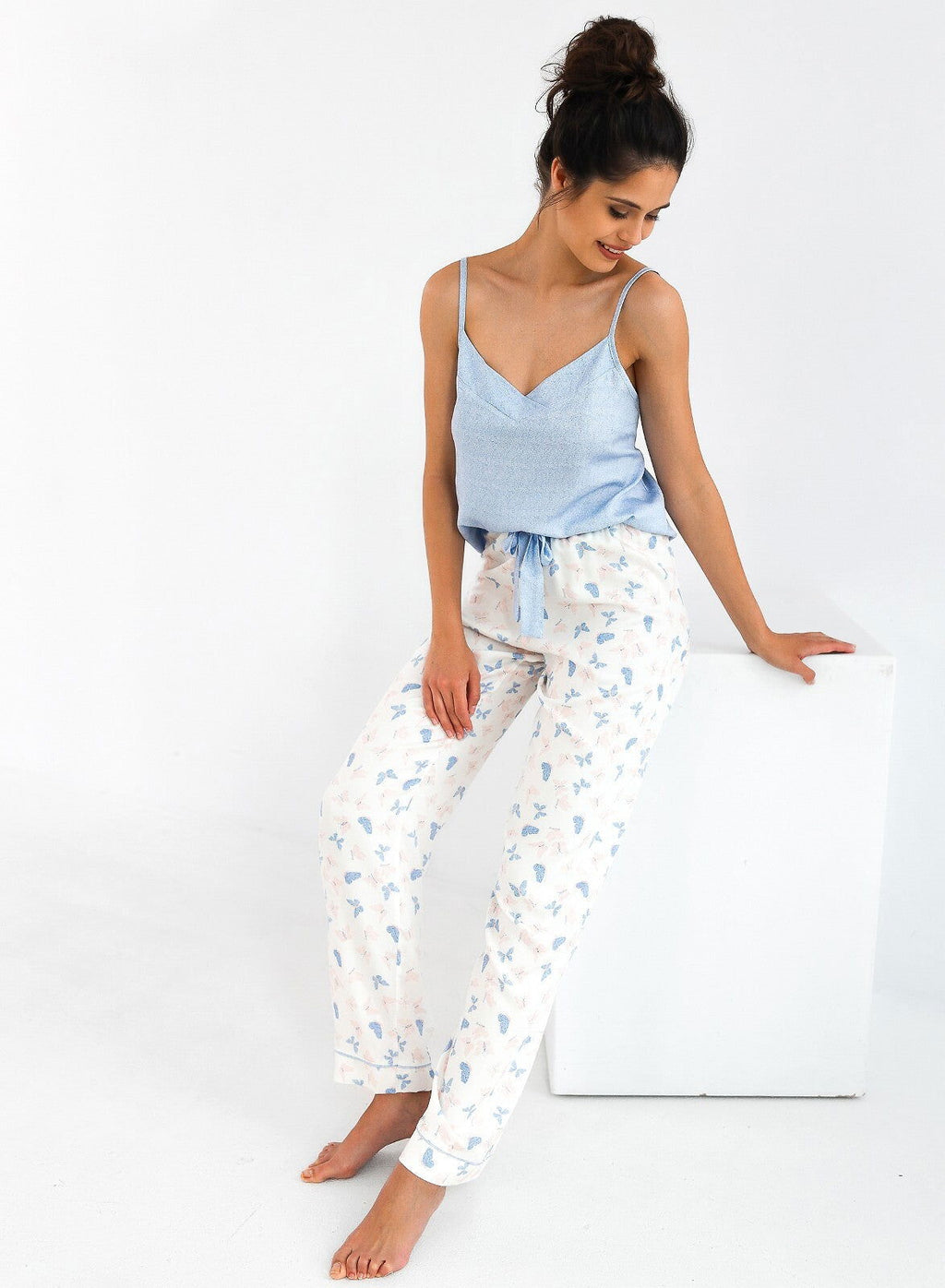 Pigiama estivo da donna in cotone e viscosa - butterfly