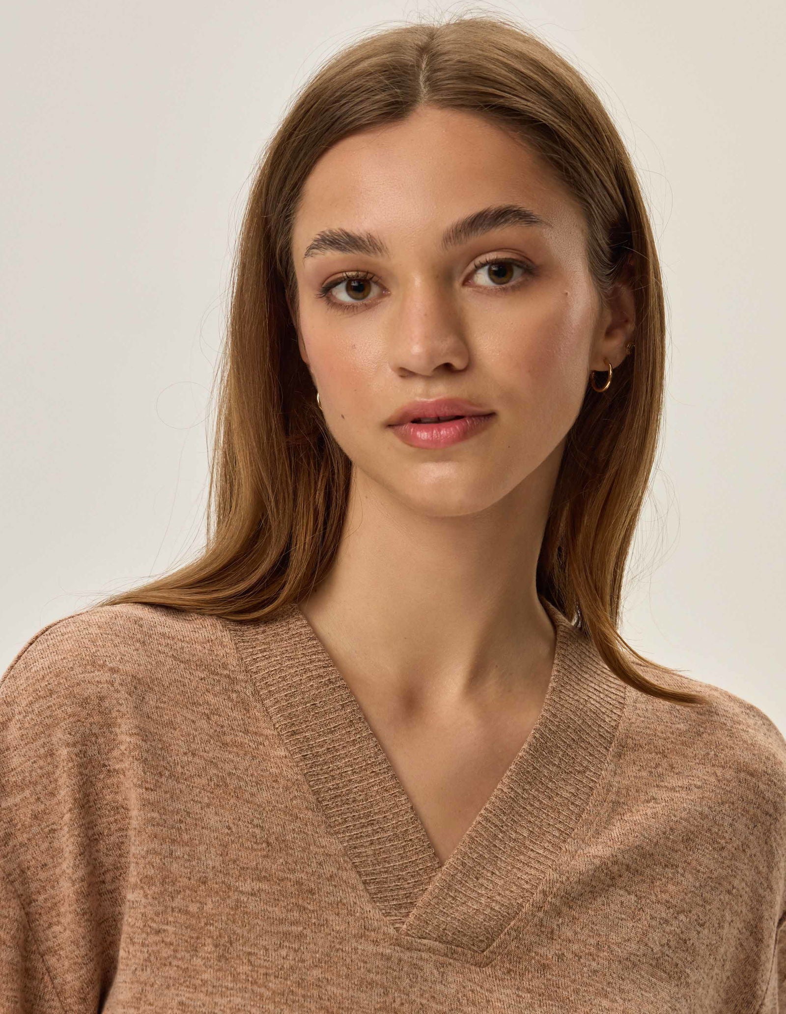 Pigiama homewear da donna in tessuto mélange fudge beige
