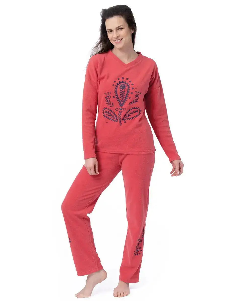 Pigiama / homewear da donna in pile - lhs 254 - col. Corallo