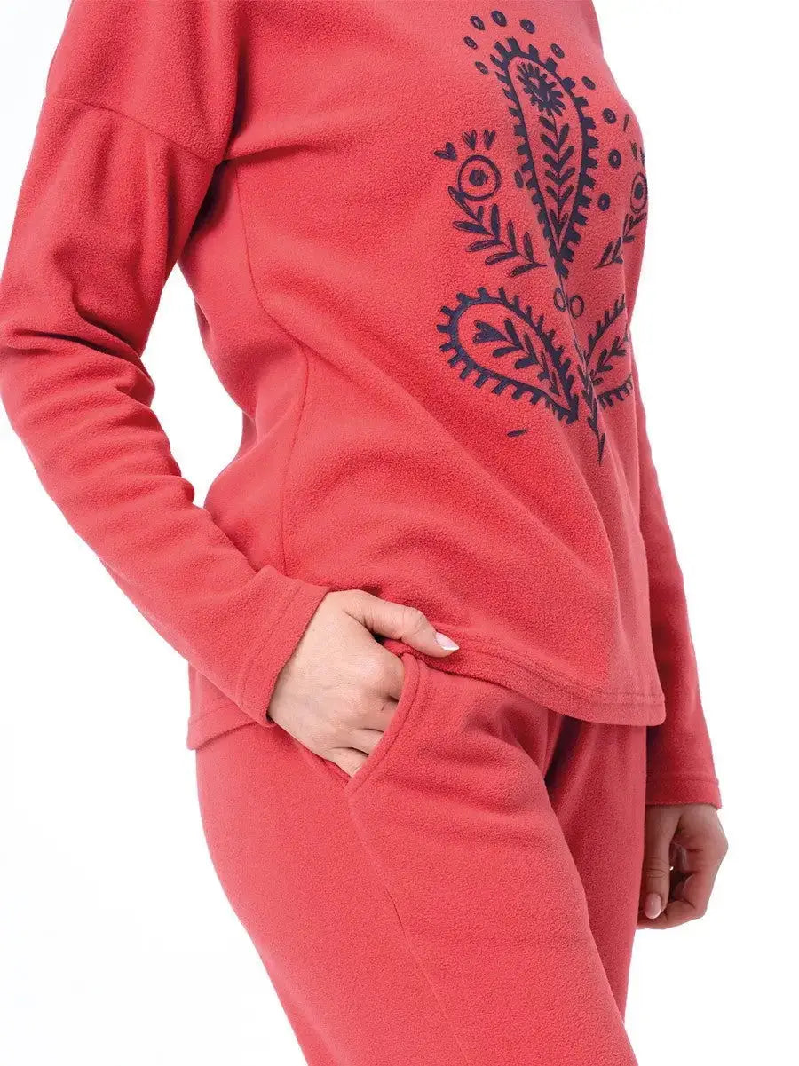 Pigiama / homewear da donna in pile - lhs 254 - col. Corallo