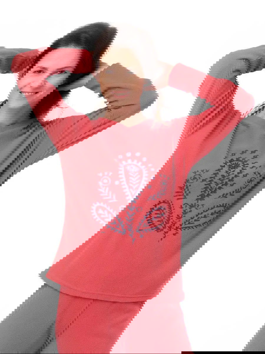 Pigiama / homewear da donna in pile - lhs 254 - col. Corallo