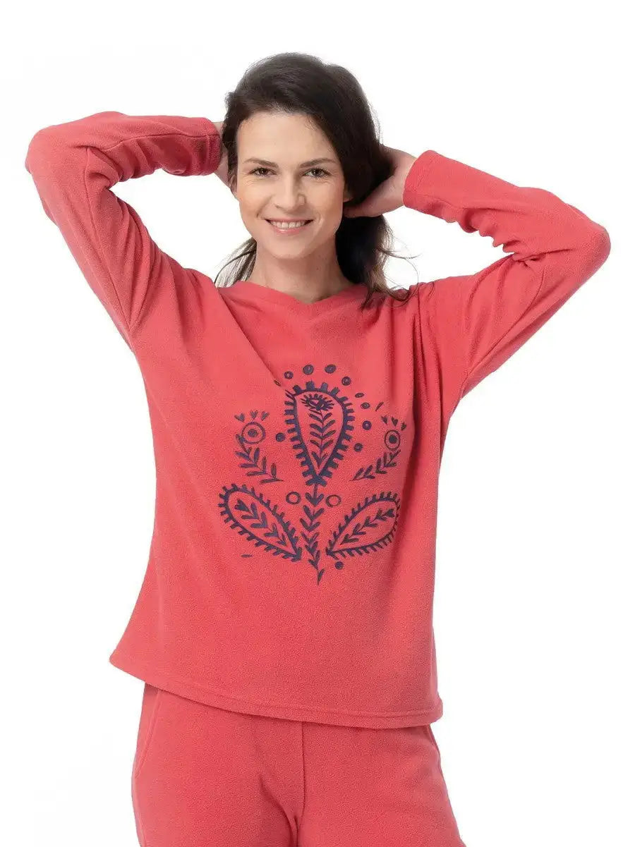 Pigiama / homewear da donna in pile - lhs 254 - col. Corallo