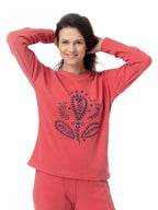 Pigiama / homewear da donna in pile - lhs 254 - col. Corallo