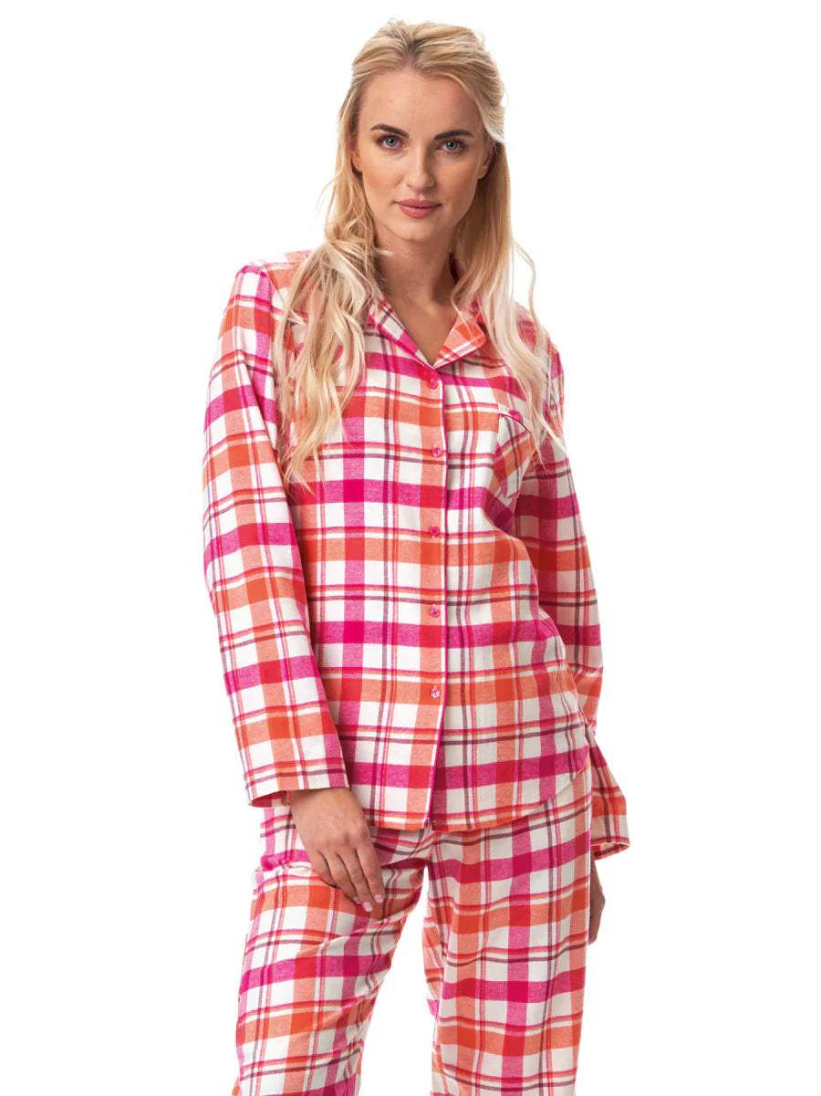 Pigiama lungo classico da donna in flanella di cotone | lns