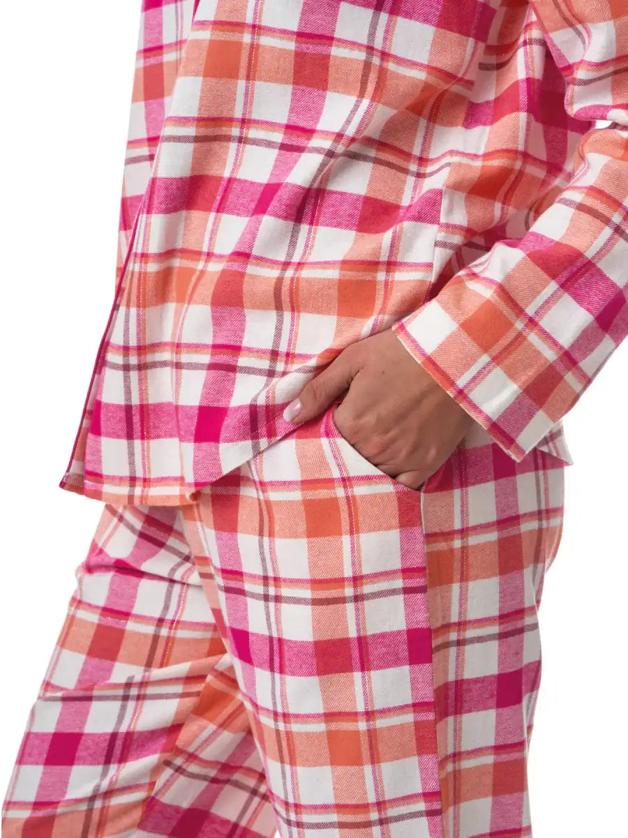 Pigiama lungo classico da donna in flanella di cotone | lns