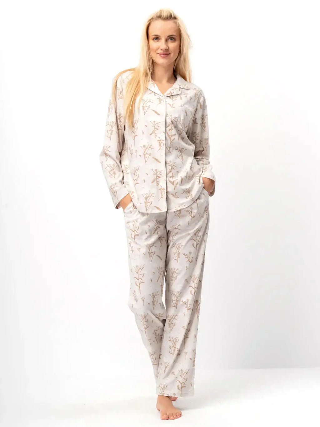 Pigiama lungo da donna aperto in flanella | lns 567