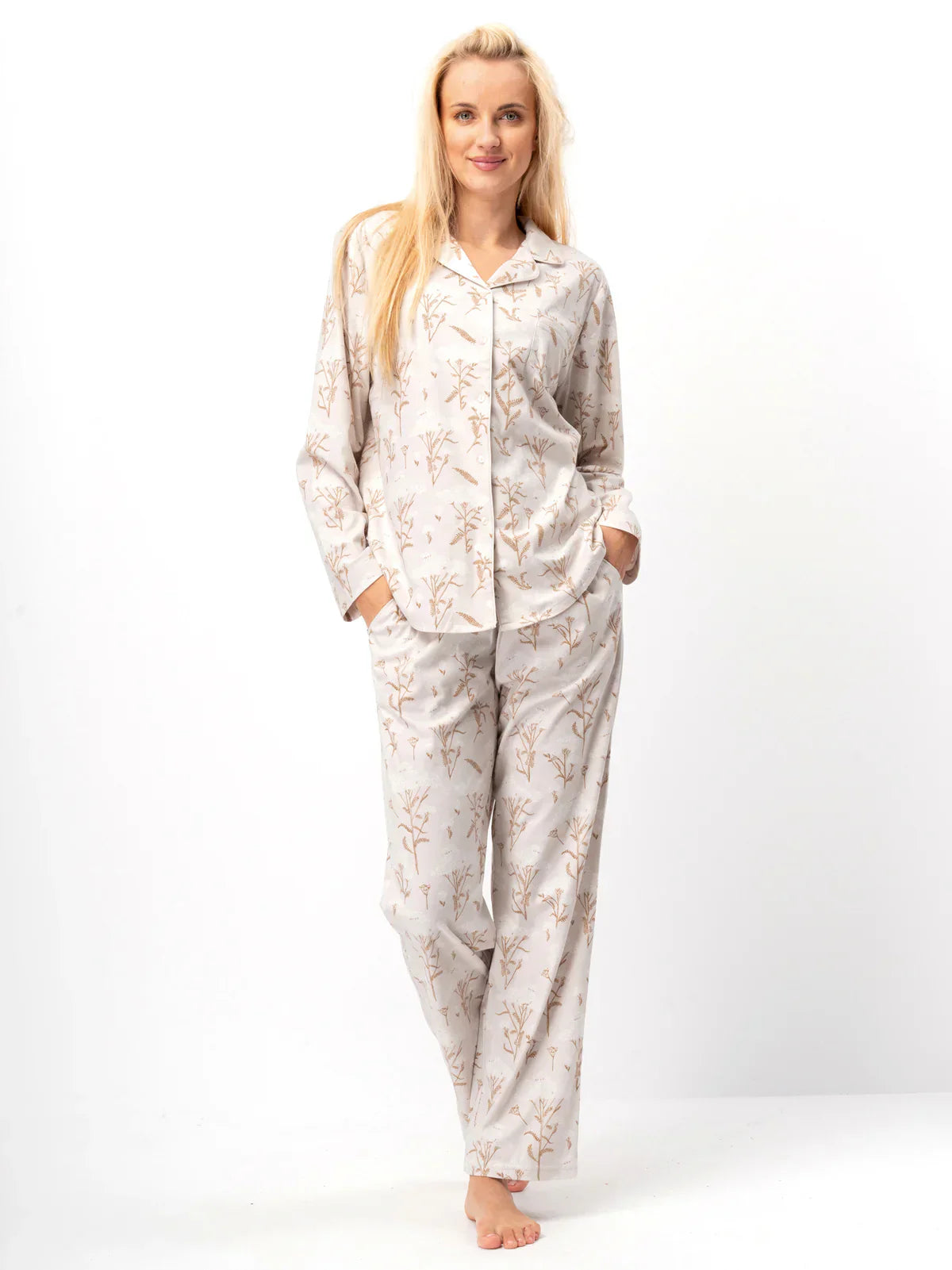 Pigiama lungo da donna aperto in flanella | lns 567