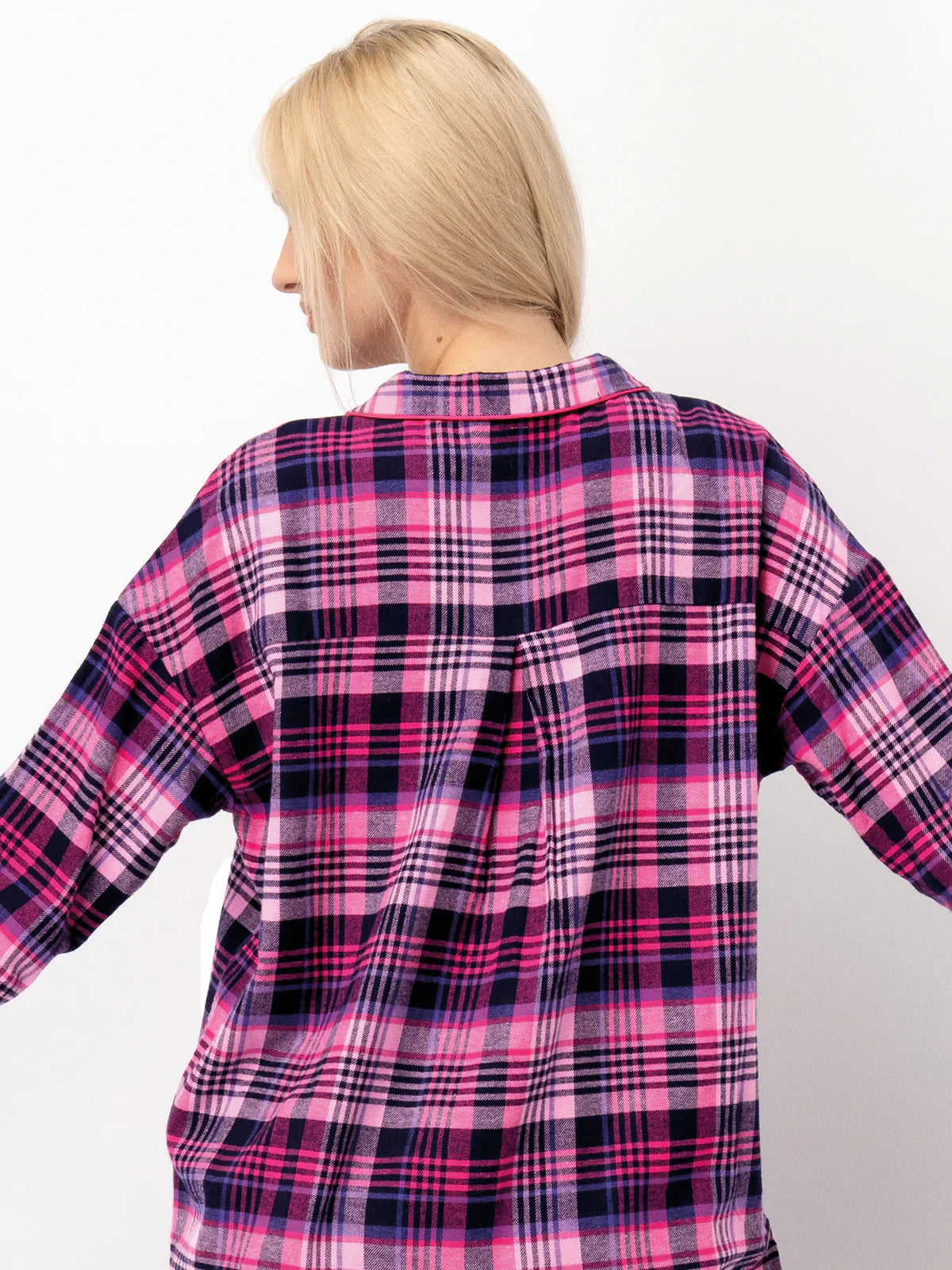 Pigiama lungo da donna in flanella di cotone a quadri | lns