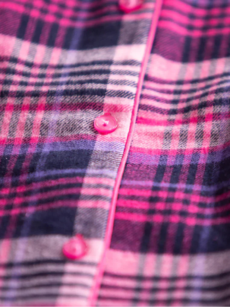 Pigiama lungo da donna in flanella di cotone a quadri | lns