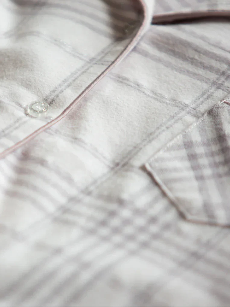 Pigiama lungo da donna in flanella di cotone a quadri