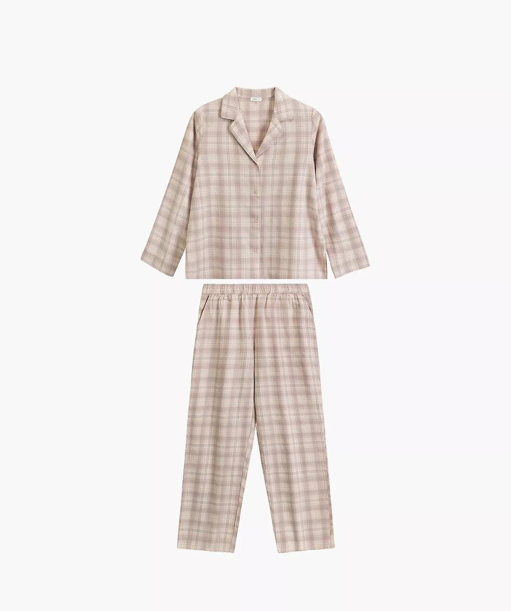 Pigiama lungo da donna in flanella di cotone a quadri