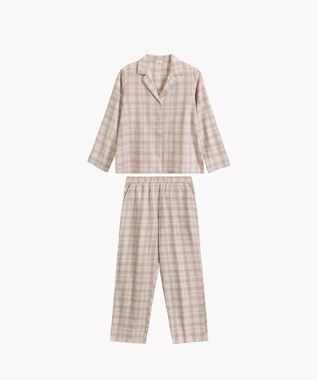 Pigiama lungo da donna in flanella di cotone a quadri