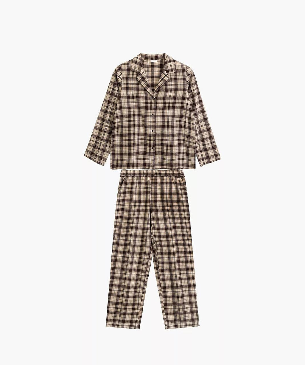 Pigiama lungo da donna in flanella di cotone a quadri