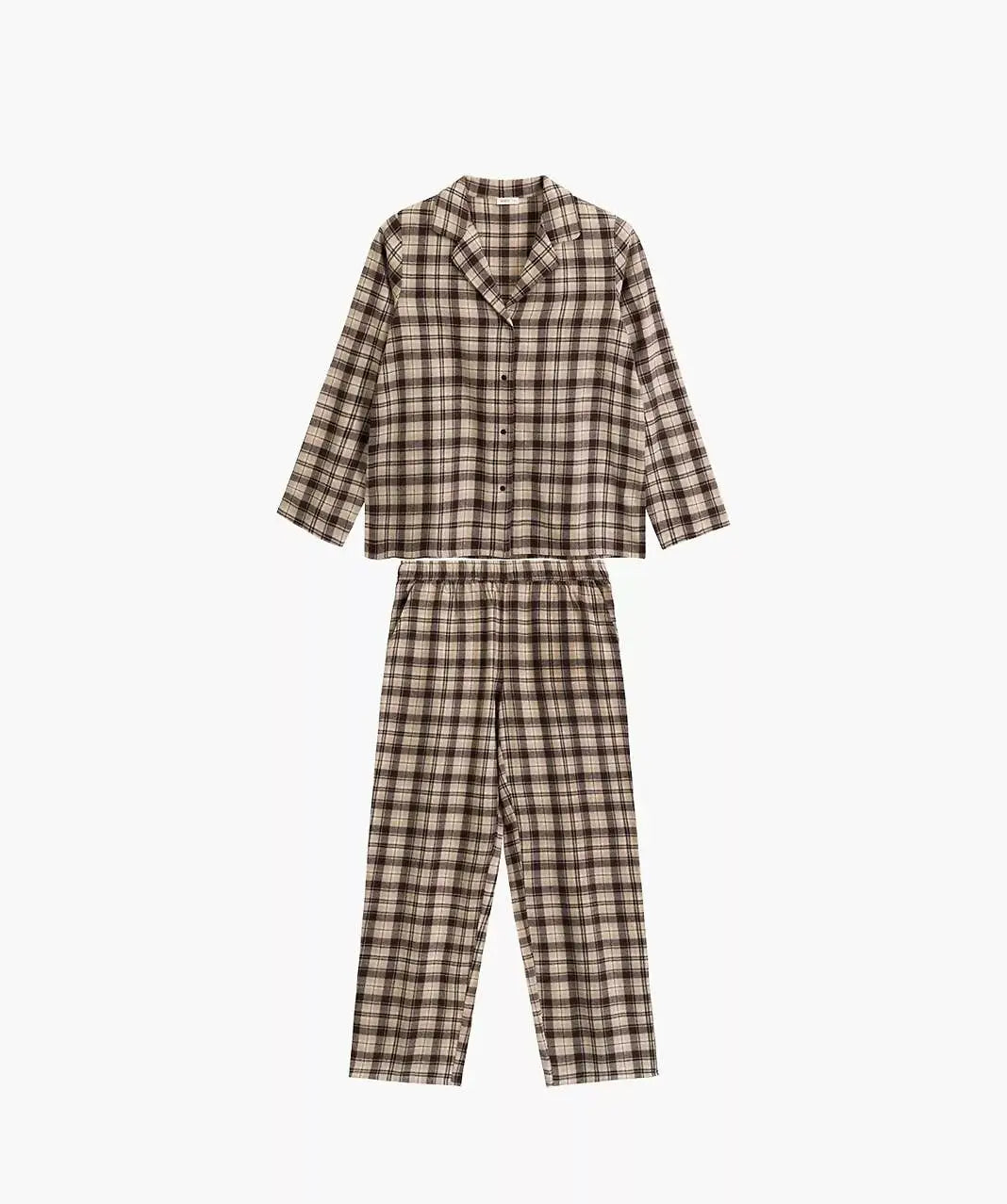 Pigiama lungo da donna in flanella di cotone a quadri