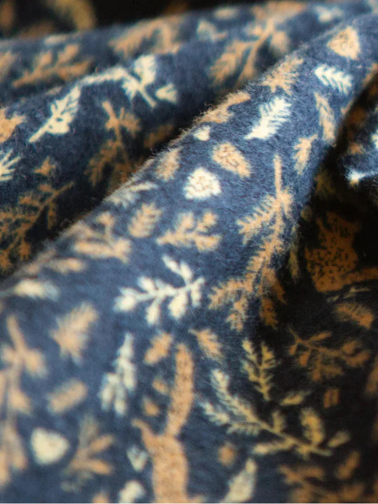 Pigiama lungo da donna in flanella di cotone con stampa