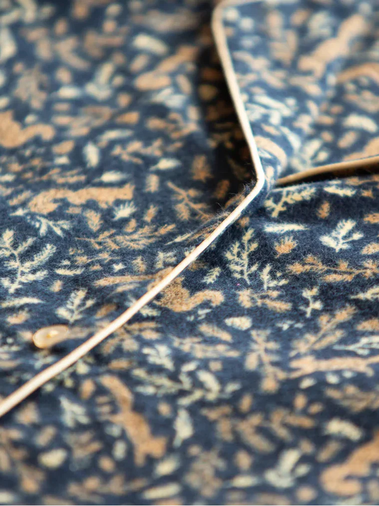 Pigiama lungo da donna in flanella di cotone con stampa