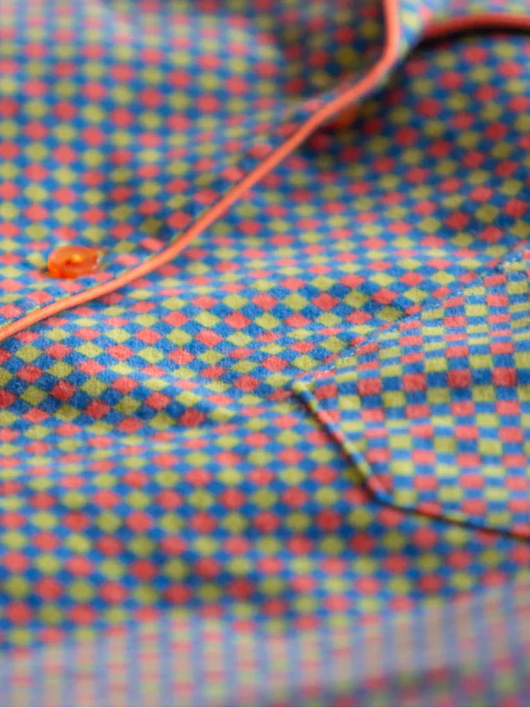 Pigiama lungo da donna in flanella a fantasia quadretti