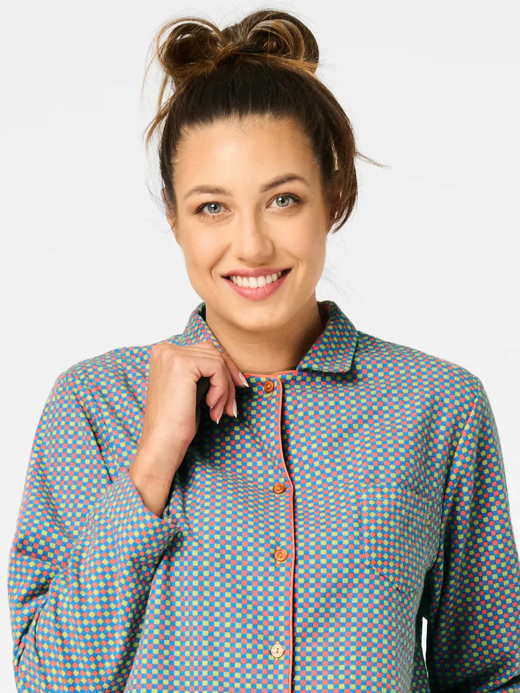 Pigiama lungo da donna in flanella a fantasia quadretti