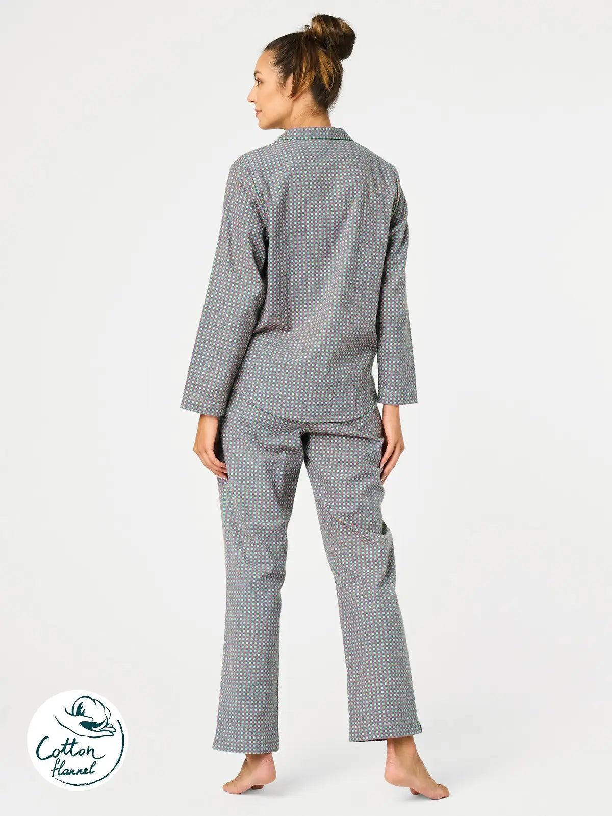 Pigiama lungo da donna in flanella a fantasia quadretti