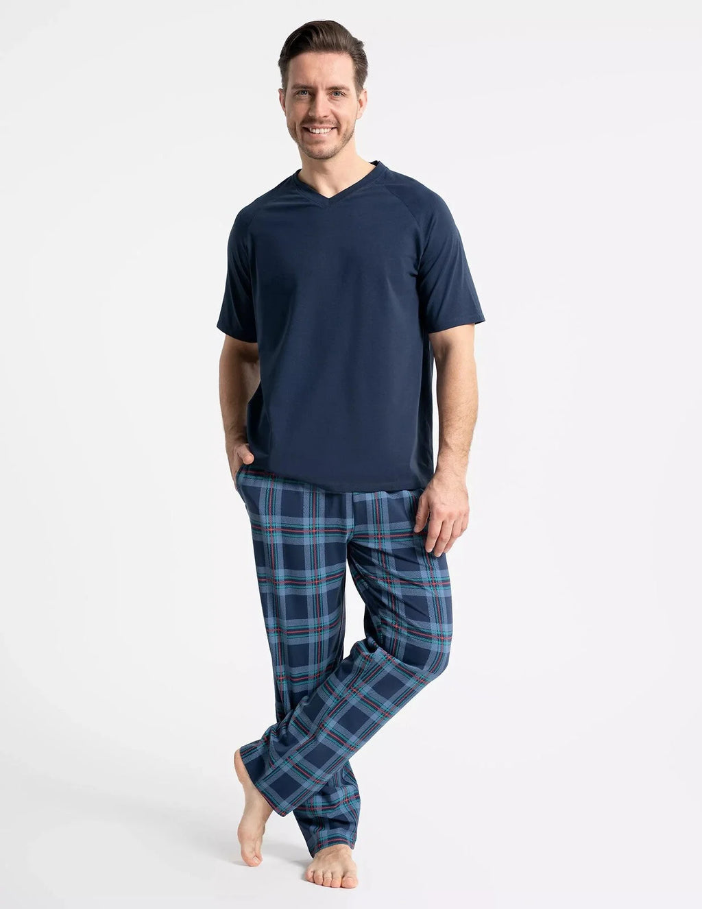 Pigiama lungo uomo a scacchi in cotone (pdm4700-004)
