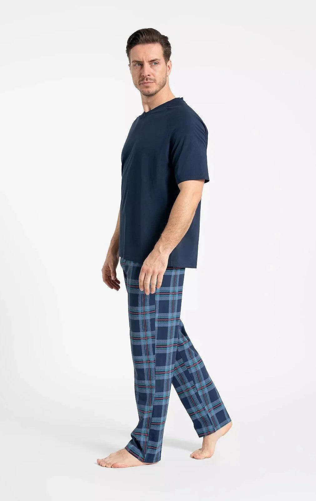 Pigiama lungo uomo a scacchi in cotone (pdm4700-004)