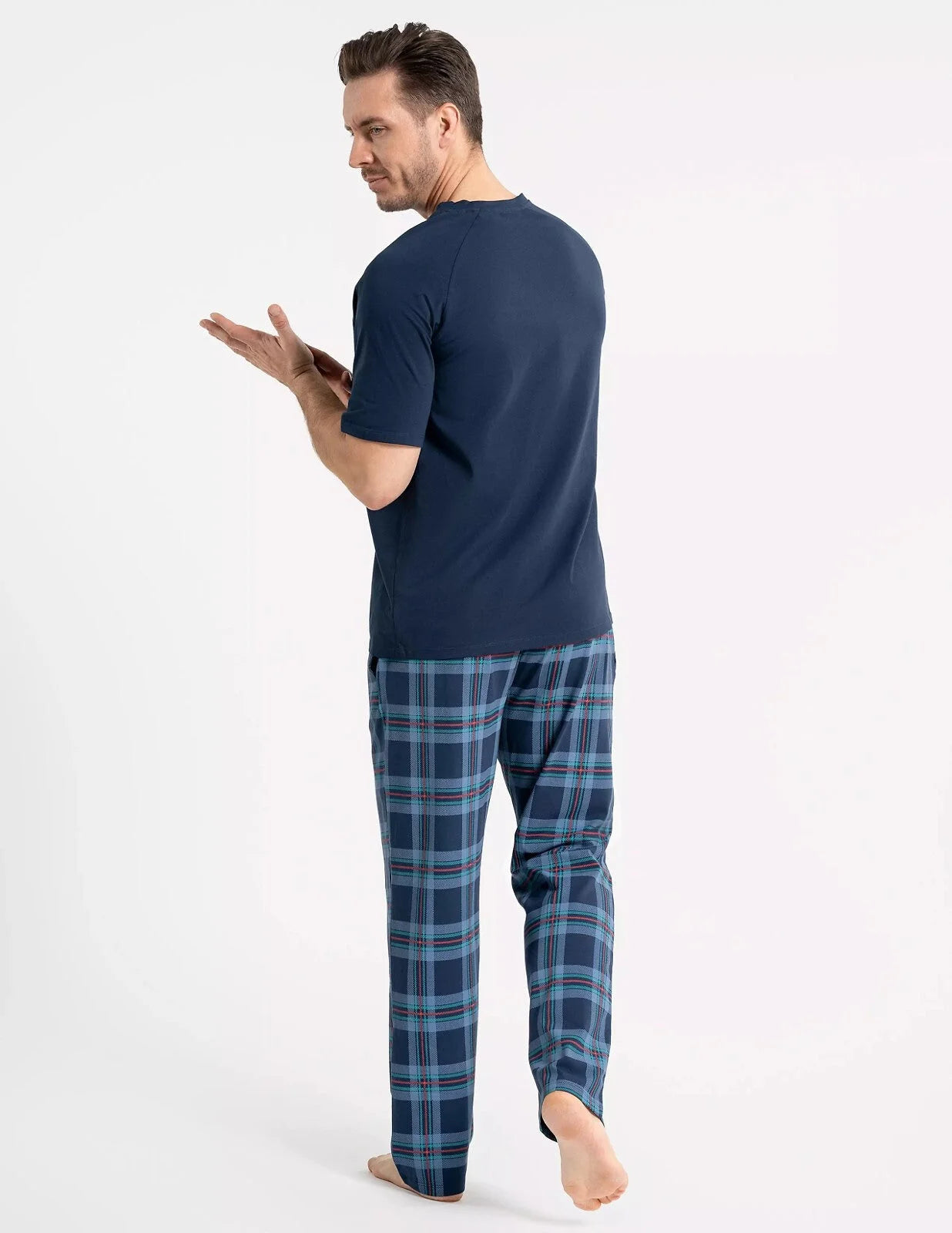 Pigiama lungo uomo a scacchi in cotone (pdm4700-004)