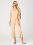 Pigiama in modal beige crema con dettagli etno-chic (ofelia