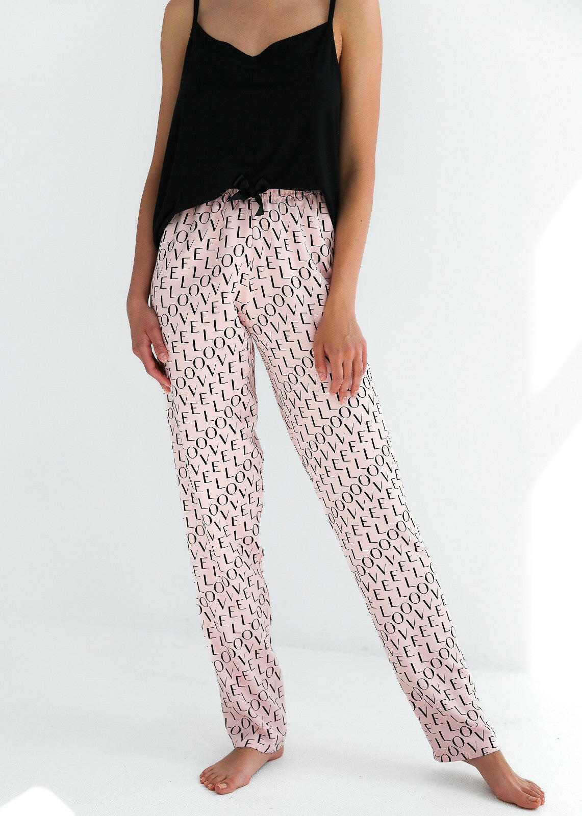 Pigiama - set notte in viscosa top + pantalone lungo - love