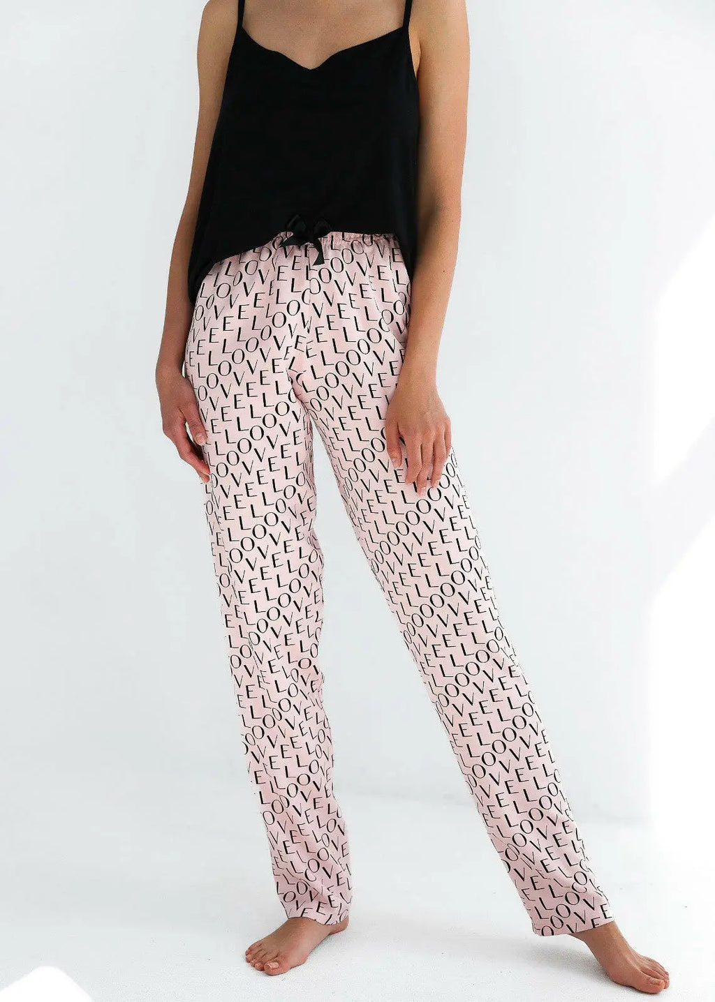 Pigiama - set notte in viscosa top + pantalone lungo - love