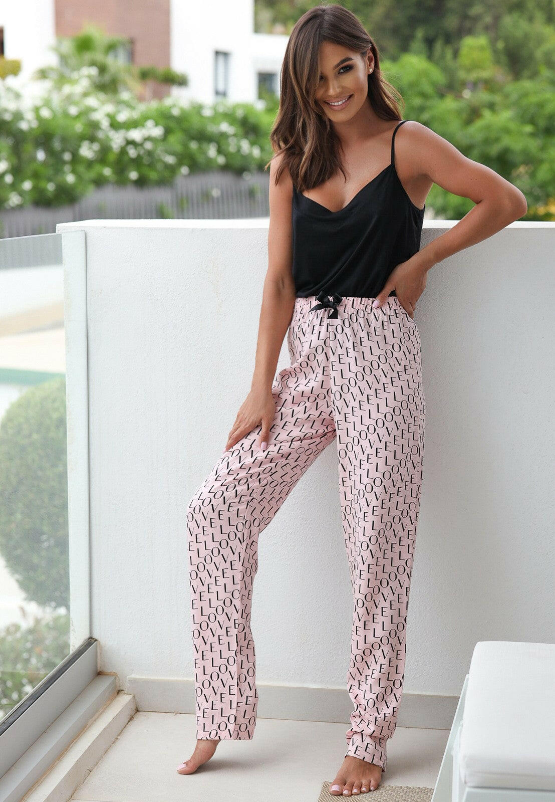 Pigiama - set notte in viscosa top + pantalone lungo - love